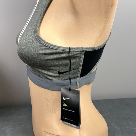 Nike Women Gym Elastic Sports Bra Size Small BV0646 Gray Pink Stripe New NWT - Picture 5 of 8